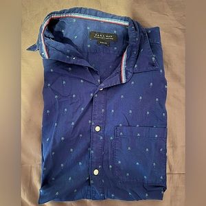 Zara mens button down palm tree print